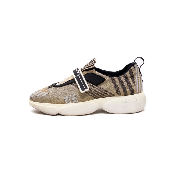 Prada‎ CLOUDBUST Women's Knit GOLD Fabric Slip-On Sneakers – Size 36.5 (US 6.5 ) - Picture 2 of 13